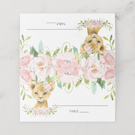 シック赤面ピンクフローラライオンクブゲストネーム プレイスカード (外部開封)