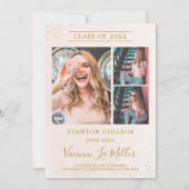 シック赤面ピンクフローラ卒業写真写真 案内状 (裏面)