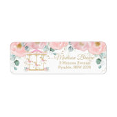 シック赤面ピンクフローラ回転木馬差出人住所 ラベル (正面)