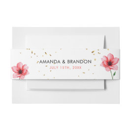 シック赤面ピンクフローラ紙吹雪結婚フレーム 招待状ベリーバンド