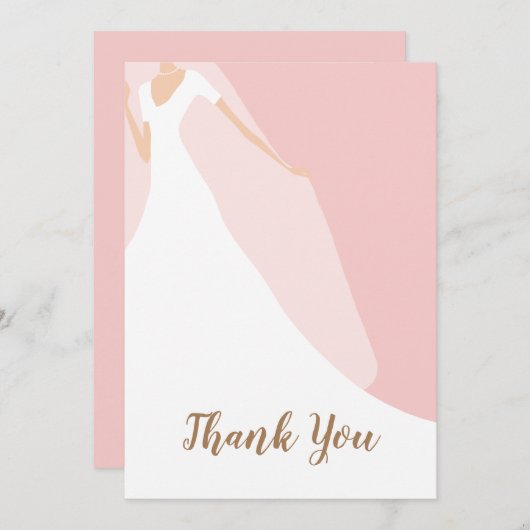 シック赤面ピンクブライダルシャワー サンキューカード (正面/裏面)