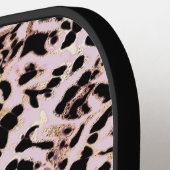 シック赤面ピンクブラック金ゴールドヒョウ印刷ガールズ ピックルボールラケット (左詳細)