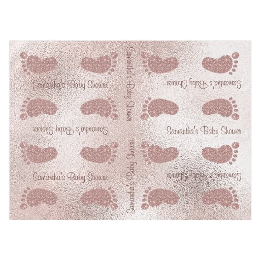 シック赤面ピンクベビーシャワーベビー足テーブルクロス テーブルクロス (正面(横))