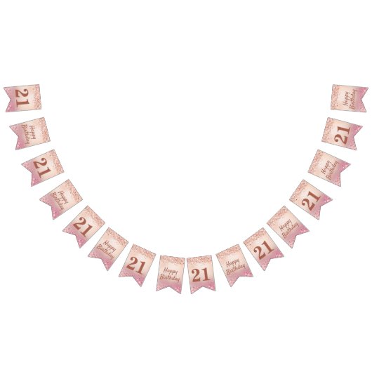 シック赤面ピンクホログリッター誕生日 バンティングフラッグ (全)