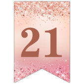 シック赤面ピンクホログリッター誕生日 バンティングフラッグ (第1の旗)