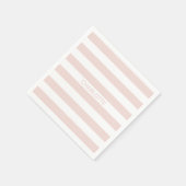 シック赤面ピンクホワイトストライプ名前をカスタムするモダン スタンダードカクテルナプキン (角)
