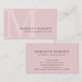 シック赤面ピンクモノグラムイニシャルMヘアメイクアップ 名刺 (正面/裏面)