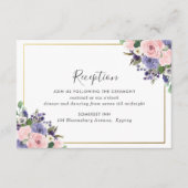 シック赤面ピンクラベンダーフローラウェディングレセプション エンクロージャーカード (正面)