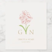 シック赤面ピンクローズイニシャル結婚ズ ワインラベル (シングルラベル)