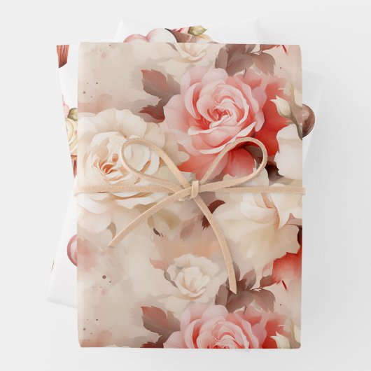 シック赤面ピンクローズカップケーキ誕生日 ラッピングペーパーシート (インサイチュ)