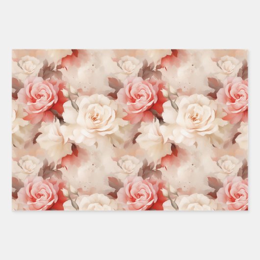 シック赤面ピンクローズカップケーキ誕生日 ラッピングペーパーシート (正面)