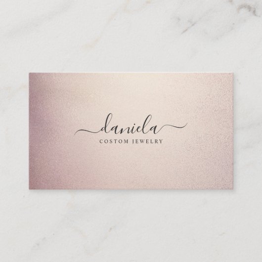 シック赤面ピンクローズゴールドフォイルビジネスカード 名刺 (正面)