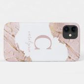 シック赤面ピンクローズゴールドフォイルホワイトモノグラム Case-Mate iPhoneケース (裏面(横))