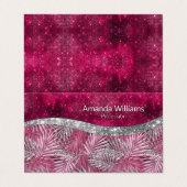 シック赤面ピンク明るい赤紫色グリッター葉モノグラム 名刺 (外部フラット)