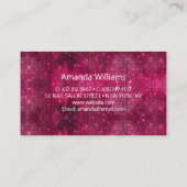 シック赤面ピンク明るい赤紫色グリッター葉モノグラム 名刺 (裏面)