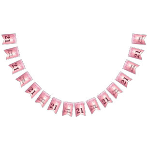 シック赤面ピンク滴下グリッター誕生日 バンティングフラッグ