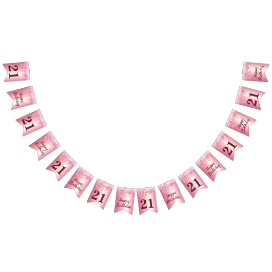 シック赤面ピンク滴下グリッター誕生日 バンティングフラッグ (全)