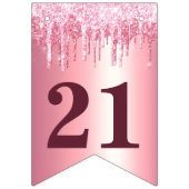 シック赤面ピンク滴下グリッター誕生日 バンティングフラッグ (第1の旗)