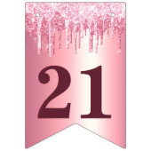 シック赤面ピンク滴下グリッター誕生日 バンティングフラッグ (第3の旗)