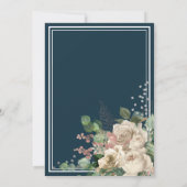 シック赤面ピンク花模様&ネイビーブライダルシャワー 招待状 (裏面)