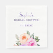 シック赤面ピンク薄紫ブライトバラブライダルシャワー スタンダードランチョンナプキン (正面)