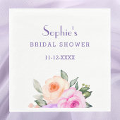 シック赤面ピンク薄紫ブライトバラブライダルシャワー スタンダードランチョンナプキン