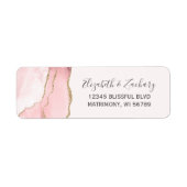 シック赤面ピンク金ゴールドアゲ結婚ート差出人住所 ラベル (正面)