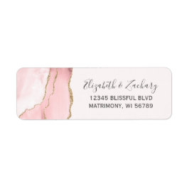 シック赤面ピンク金ゴールドアゲ結婚ート差出人住所 ラベル