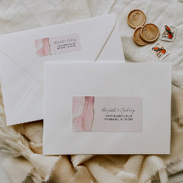 シック赤面ピンク金ゴールドアゲ結婚ート差出人住所 ラベル