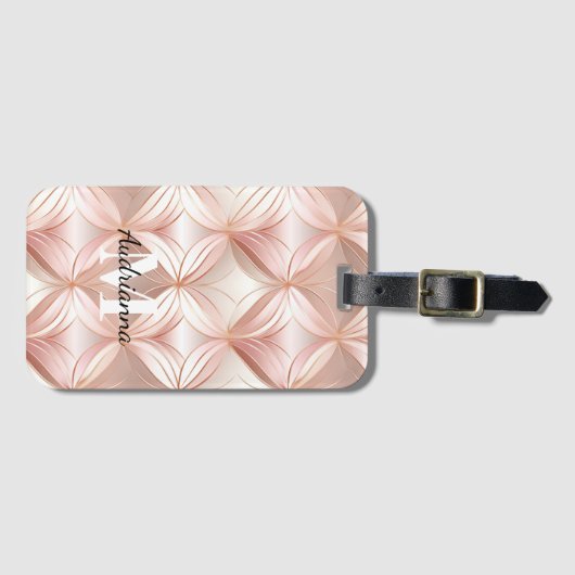 シック赤面ピンク金ゴールドグラムサークル ラゲッジタグ (正面横)