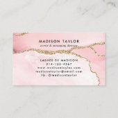 シック赤面ピンク金ゴールドグリッターアゲートマーブルモノグラム ロイヤリティカード (裏面)