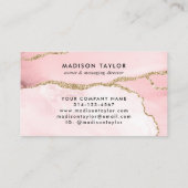 シック赤面ピンク金ゴールドグリッターアゲートマーブルモノグラム ロイヤリティカード (裏面)