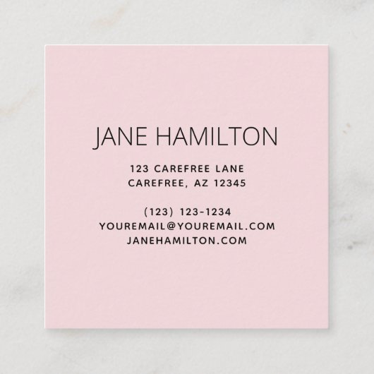 シック赤面ピンク金ゴールドグリッターアゲート スクエア名刺 (裏面)