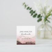 シック赤面ピンク金ゴールドグリッターアゲート スクエア名刺 (スタンド正面)