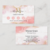 シック赤面ピンク金ゴールドグリッターマーブルモノグラム 名刺 (正面/裏面)