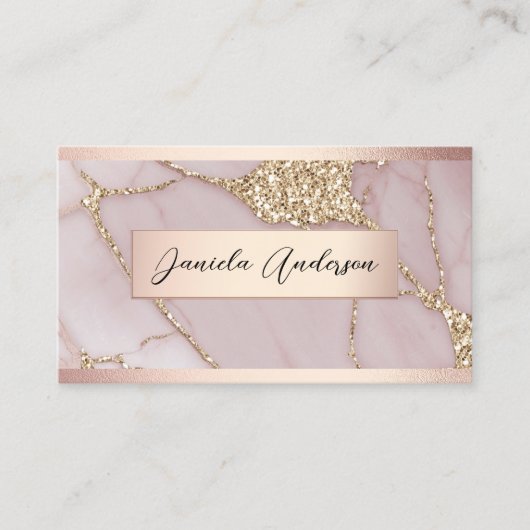 シック赤面ピンク金ゴールドグリッター大理石 名刺 (正面)