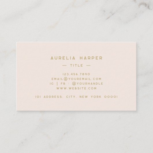 シック赤面ピンク金ゴールドモノグラム署名ロゴ 名刺 (裏面)