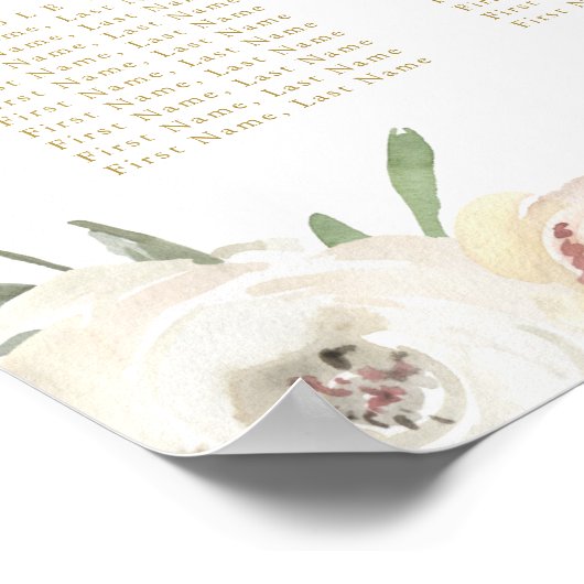 シック赤面ピンク金ゴールド結婚フローラのシーティングチャート ポスター (角)