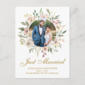 シック赤面ピンク金ゴールド結婚フローラの新着写真 ポストカード (正面)