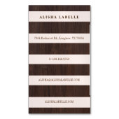 シック赤面ピンク、ダークウッド&金ゴールドモノグラム マグネット名刺 (正面縦)