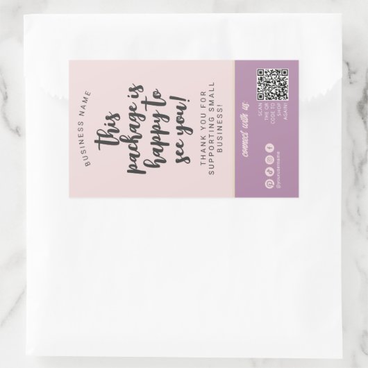 シック赤面ピンク&ベージュ包装ラフェミニンベル 長方形シール (バッグ)