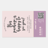 シック赤面ピンク&ベージュ包装ラフェミニンベル 長方形シール (正面)