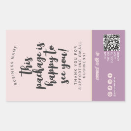 シック赤面ピンク&ベージュ包装ラフェミニンベル 長方形シール