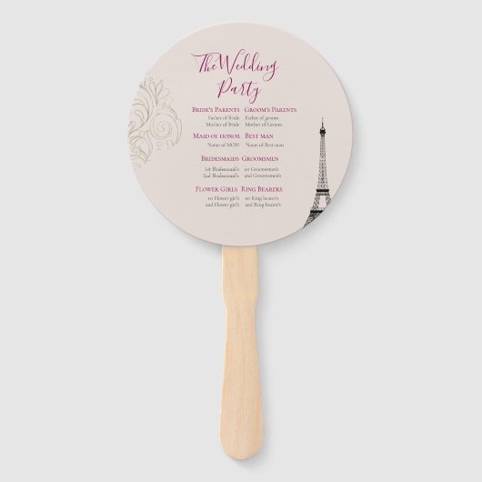 シック赤面ピンク&金ゴールド華美エッフェルタワー結婚ズ ハンドファン (裏面)