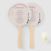 シック赤面ピンク&金ゴールド華美エッフェルタワー結婚ズ ハンドファン (正面&裏面)