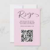 シック赤面ピンクQRコードRSVP 結婚's 出欠カード (正面)