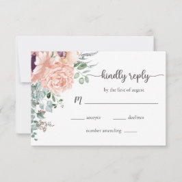 シック赤面フローラウェディングRSVPカード 出欠カード