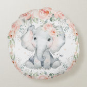 シック赤面フローラエレファントガールベッドルーム子供部屋 ラウンドクッション (裏面)