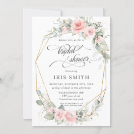 シック赤面フローラグリーナリーブライダルシャワー幾何学的 招待状