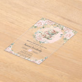 シック赤面フローラハイティーパーティーブライダルシャワー アクリル招待状 (レイダウン)